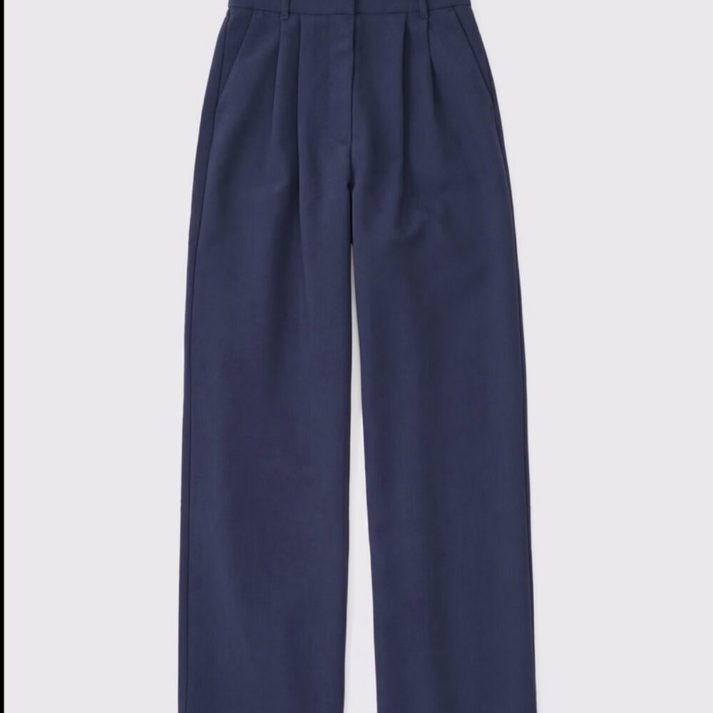 Abercrombie & Fitch 29 Short Curve Love Sloane Tailored Wide Leg Pant Navy Blue